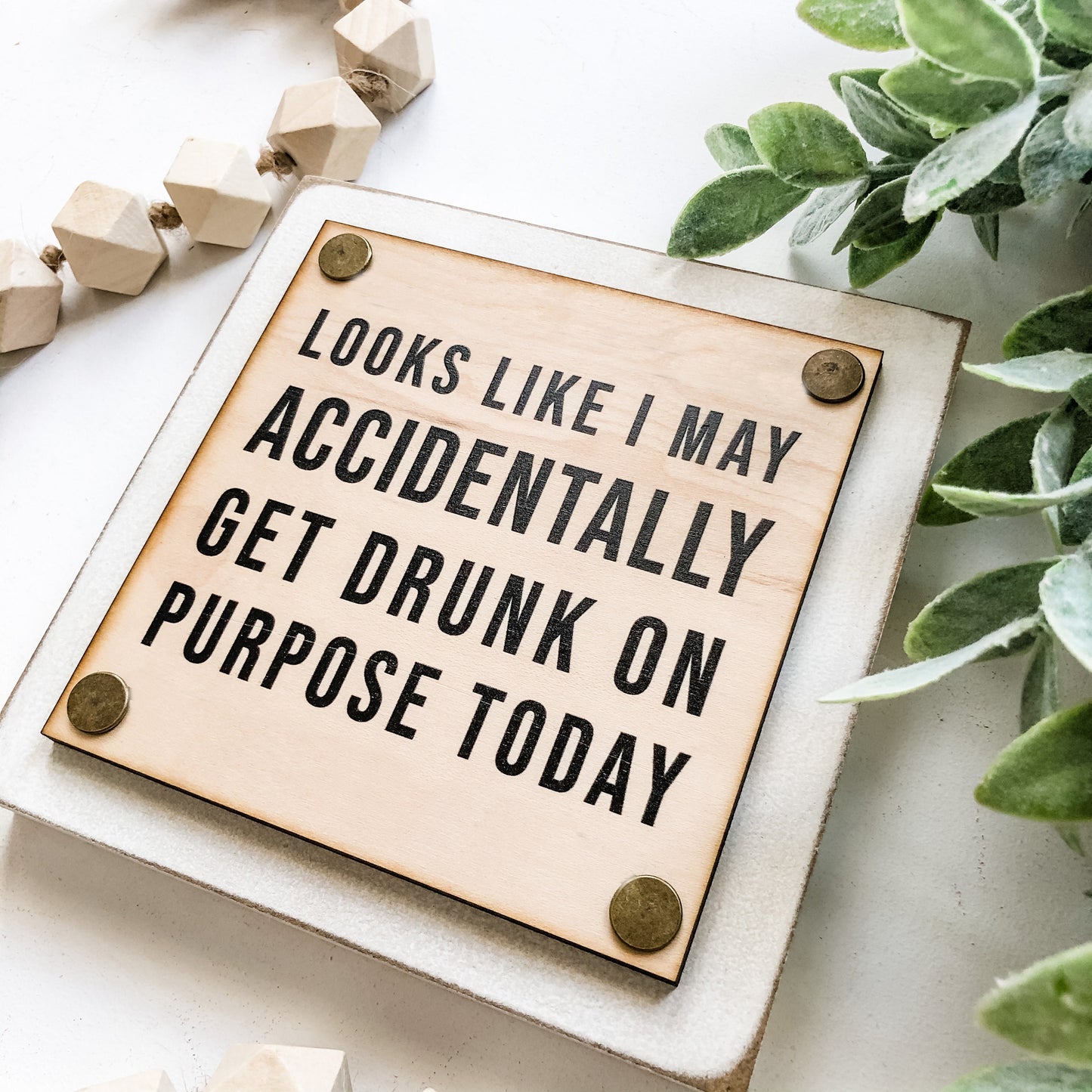 Drunk on Purpose Funny Mini Wood Block
