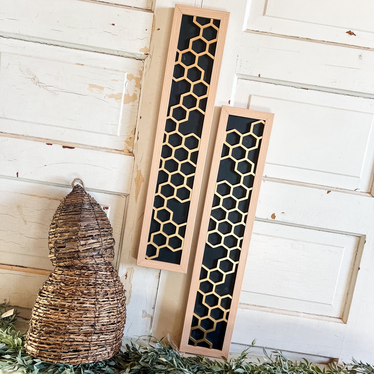 Geometric Honeycomb Wall Art - Skinny Size