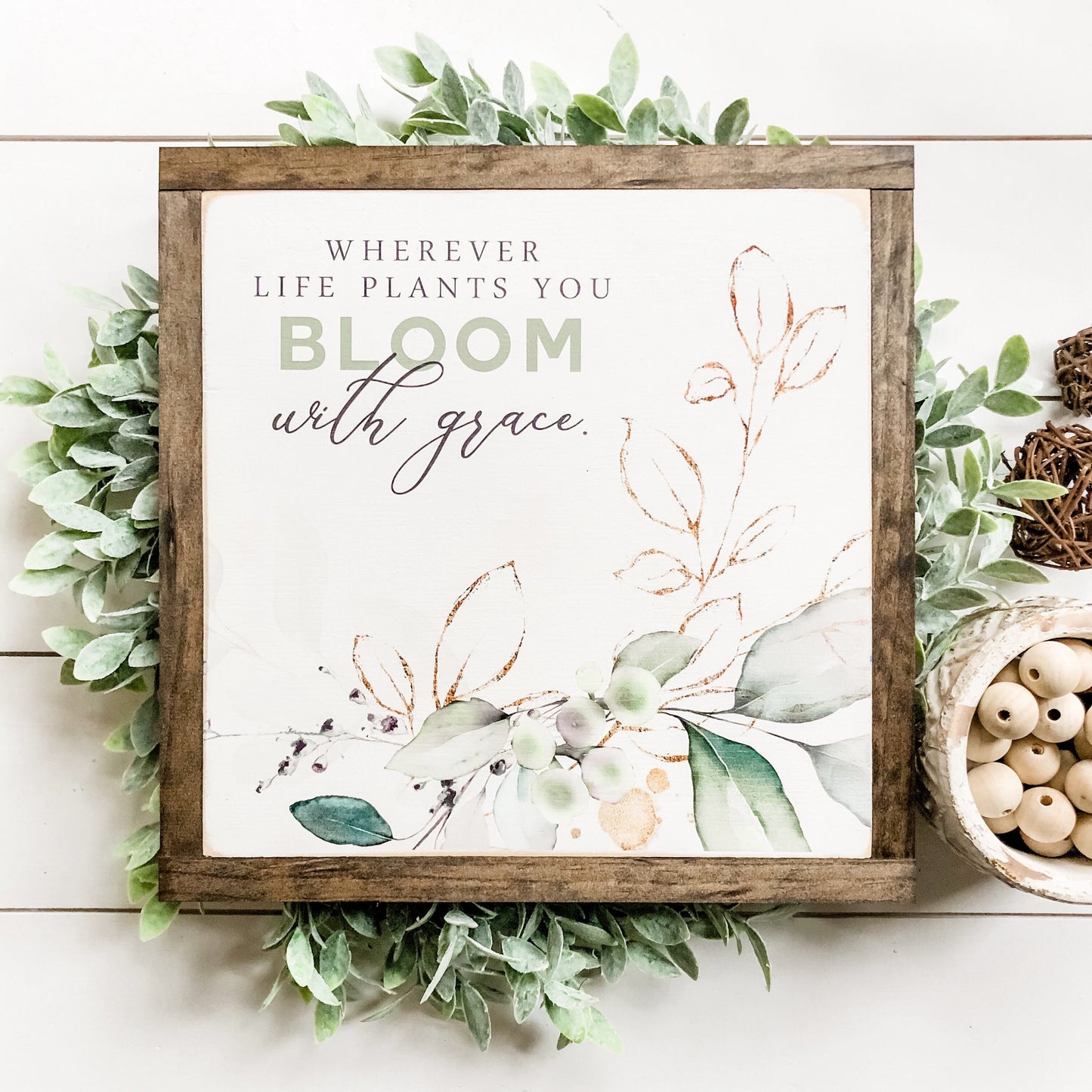 Bloom With Grace Spring Wood Sign