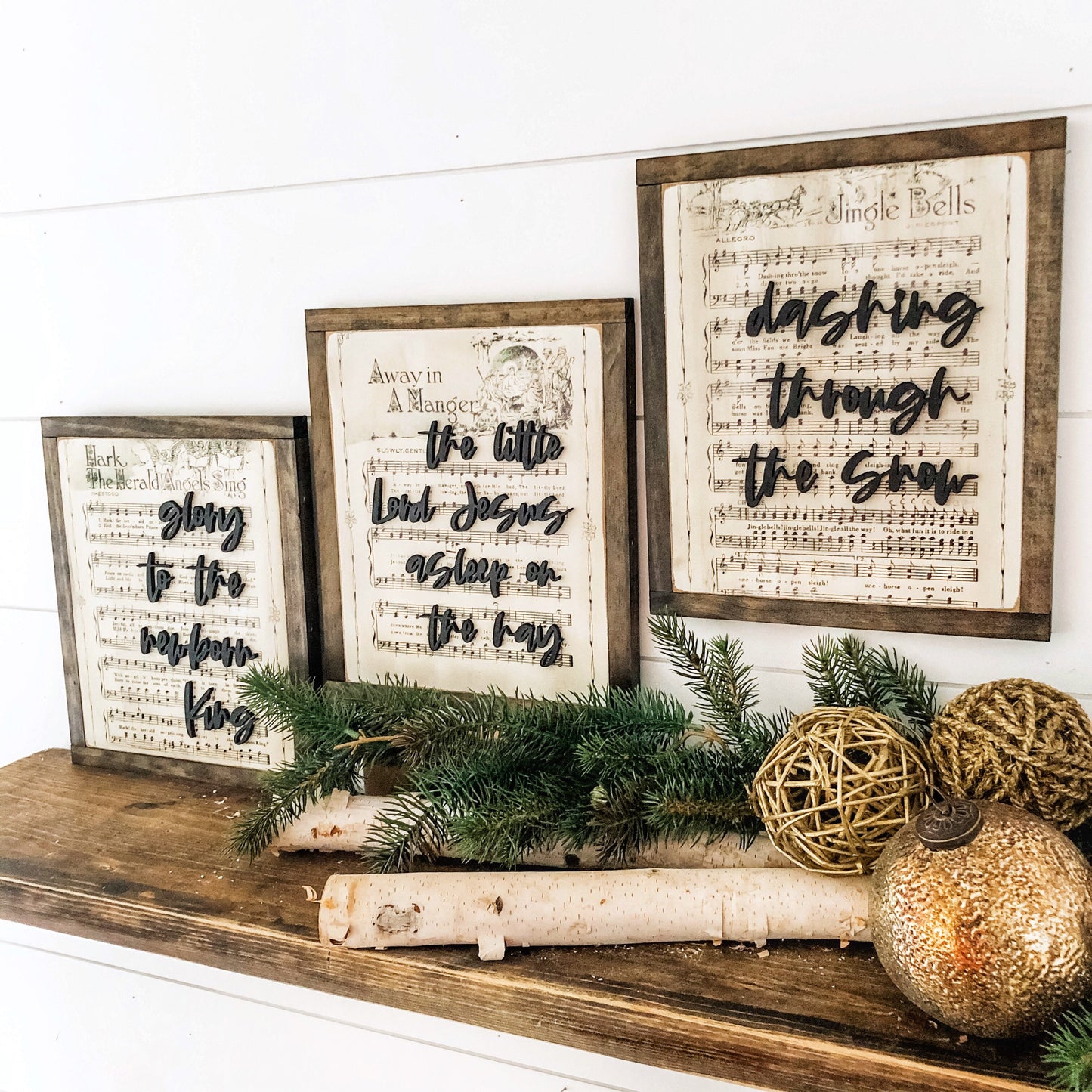 Vintage Christmas Carols Laser Cut Wood Sign