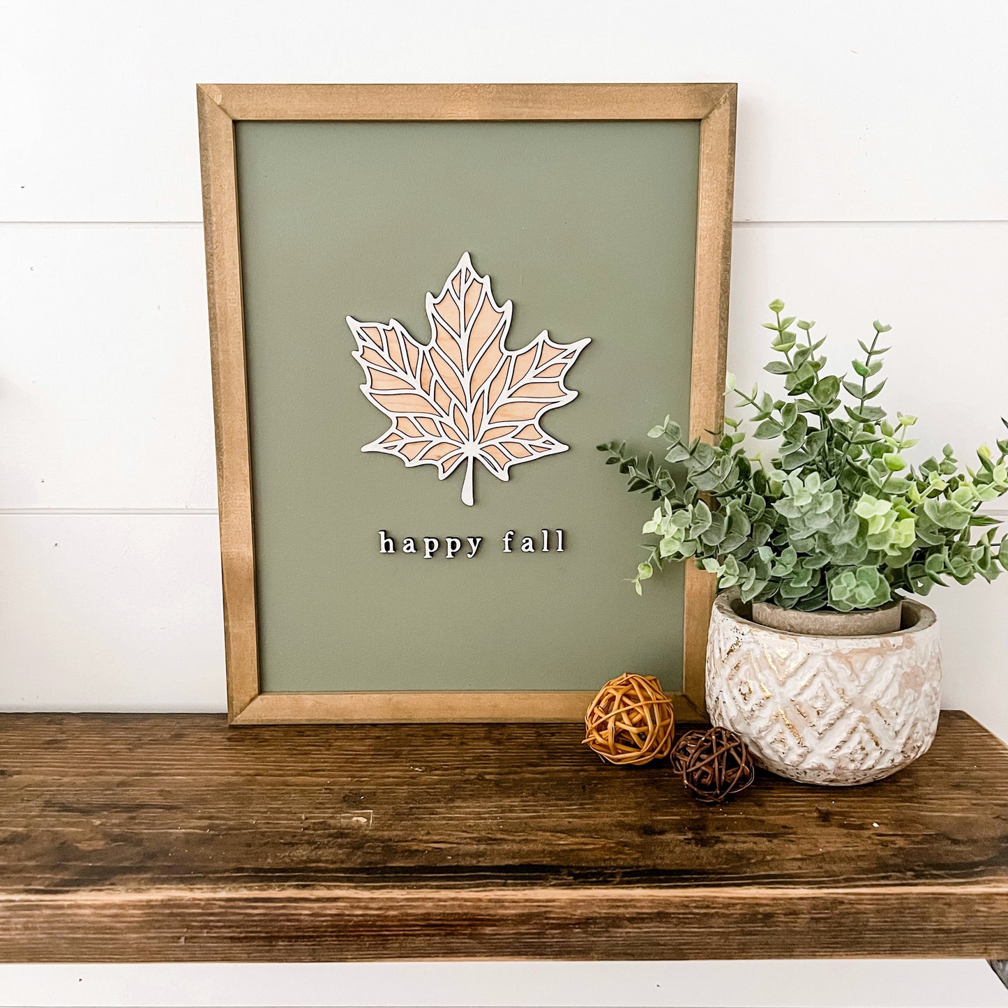 Happy Fall Leaf Wood Sign
