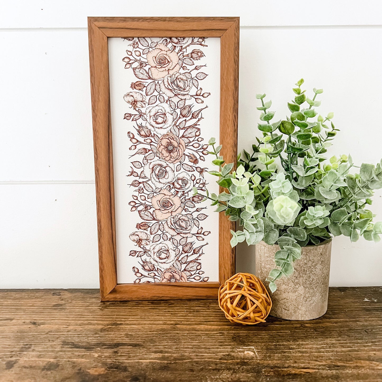 Spring Floral Vintage Pattern Skinny Wood Sign
