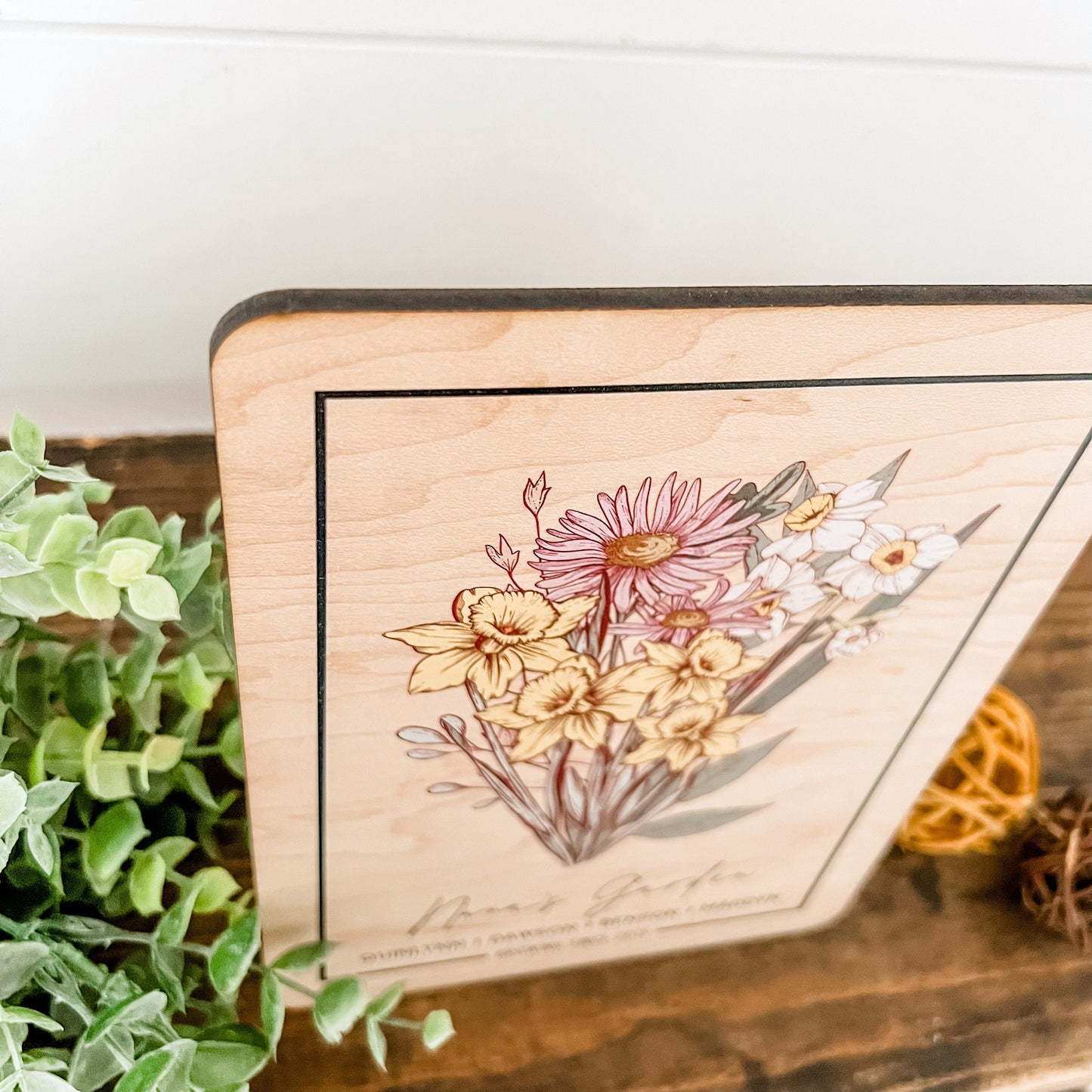 Birth Month Flower Bouquet Wood Plaque