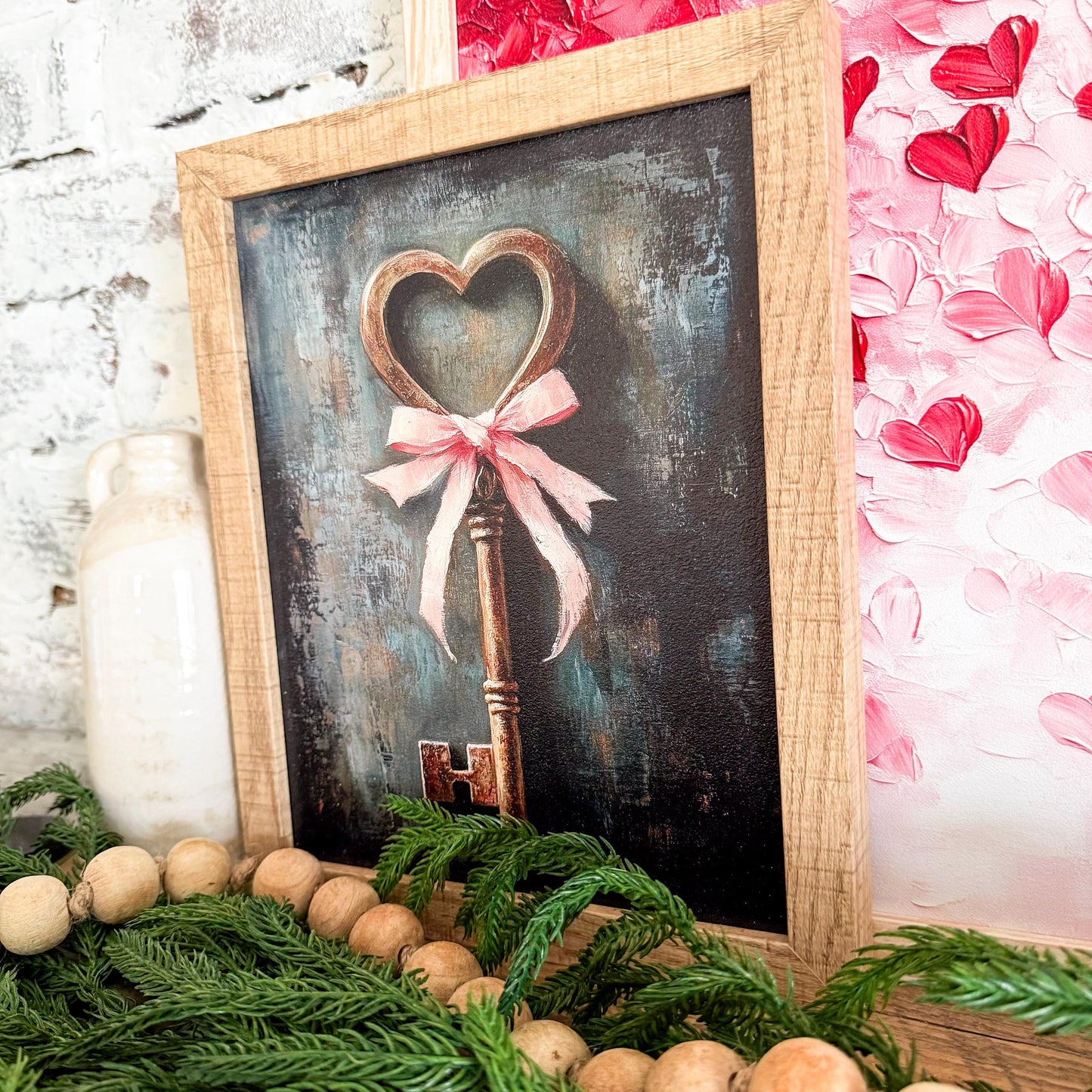 Gold Key-Pink Bow Valentines Day Sign