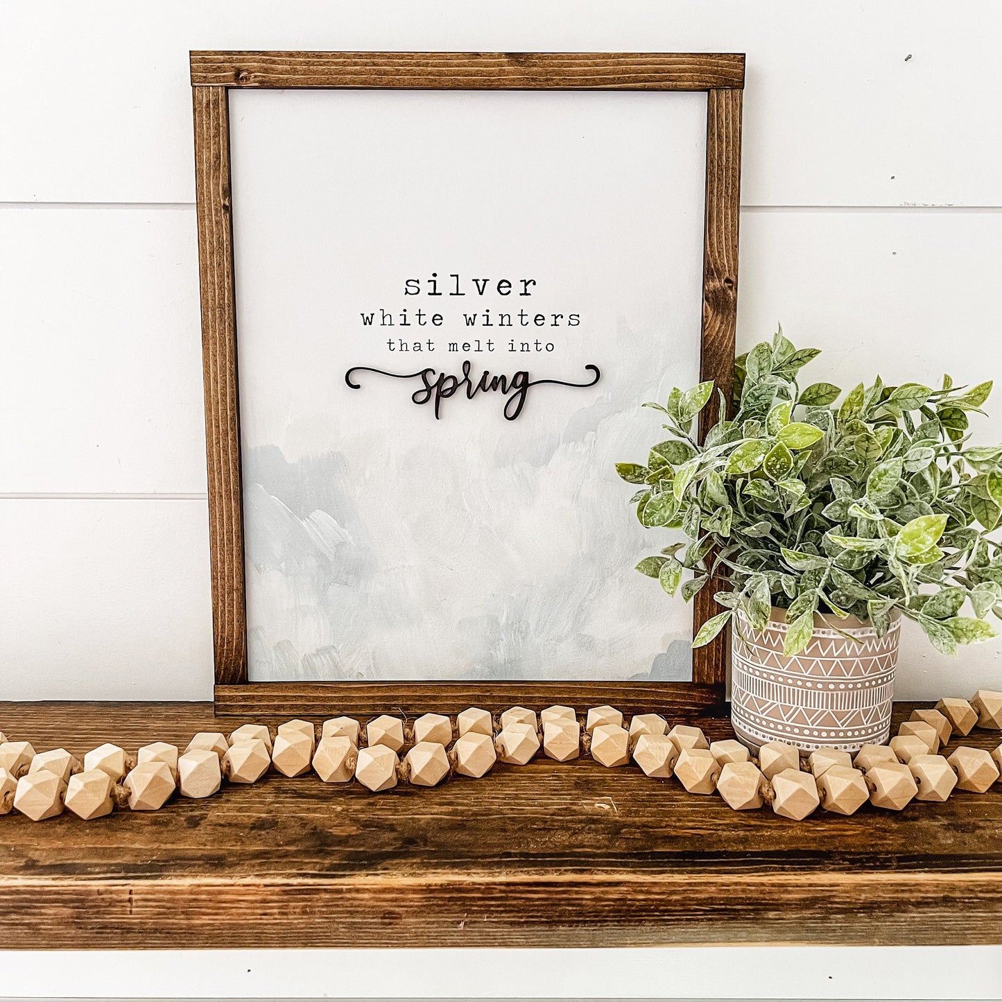 Silver White Winters Wood Sign