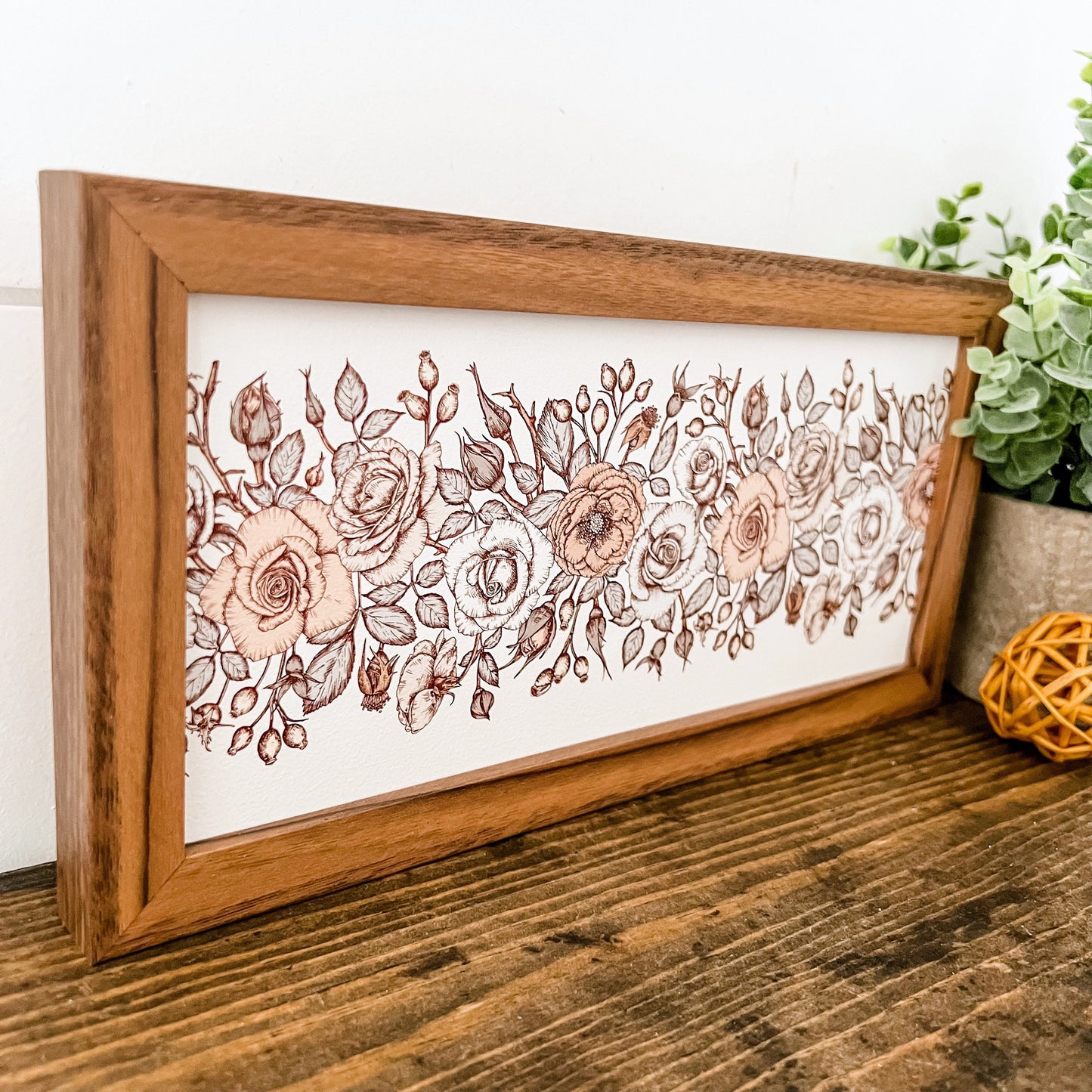 Spring Floral Vintage Pattern Skinny Wood Sign