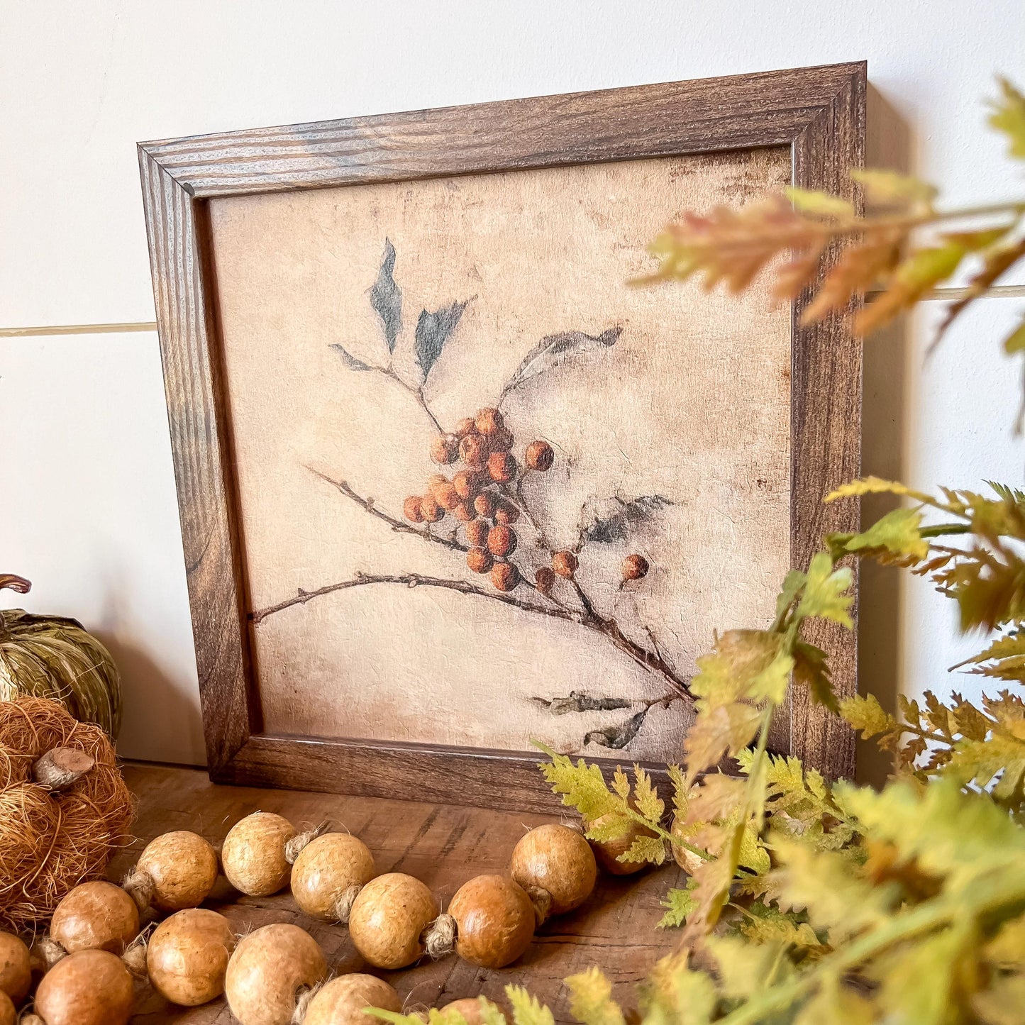 Rustic Twig & Berries Wood Sign