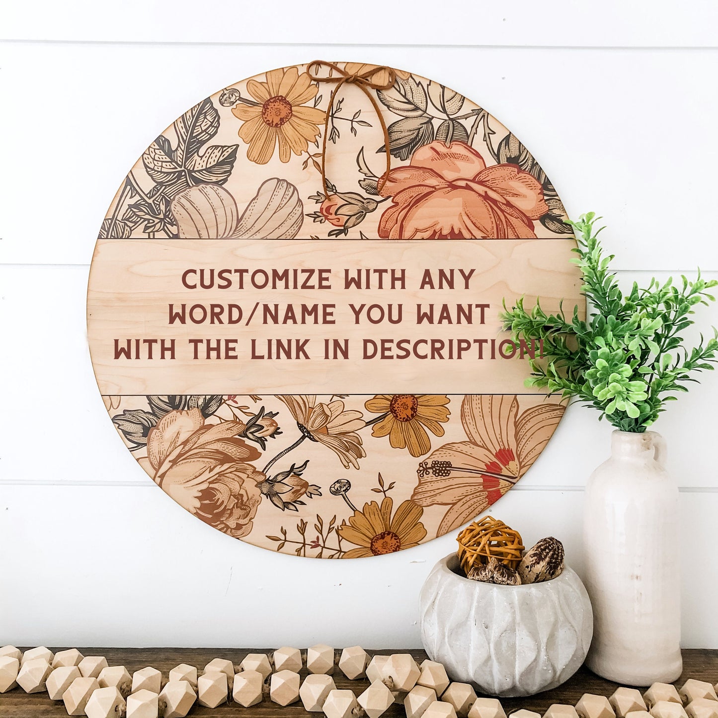 Spring Round Vintage Floral Sign