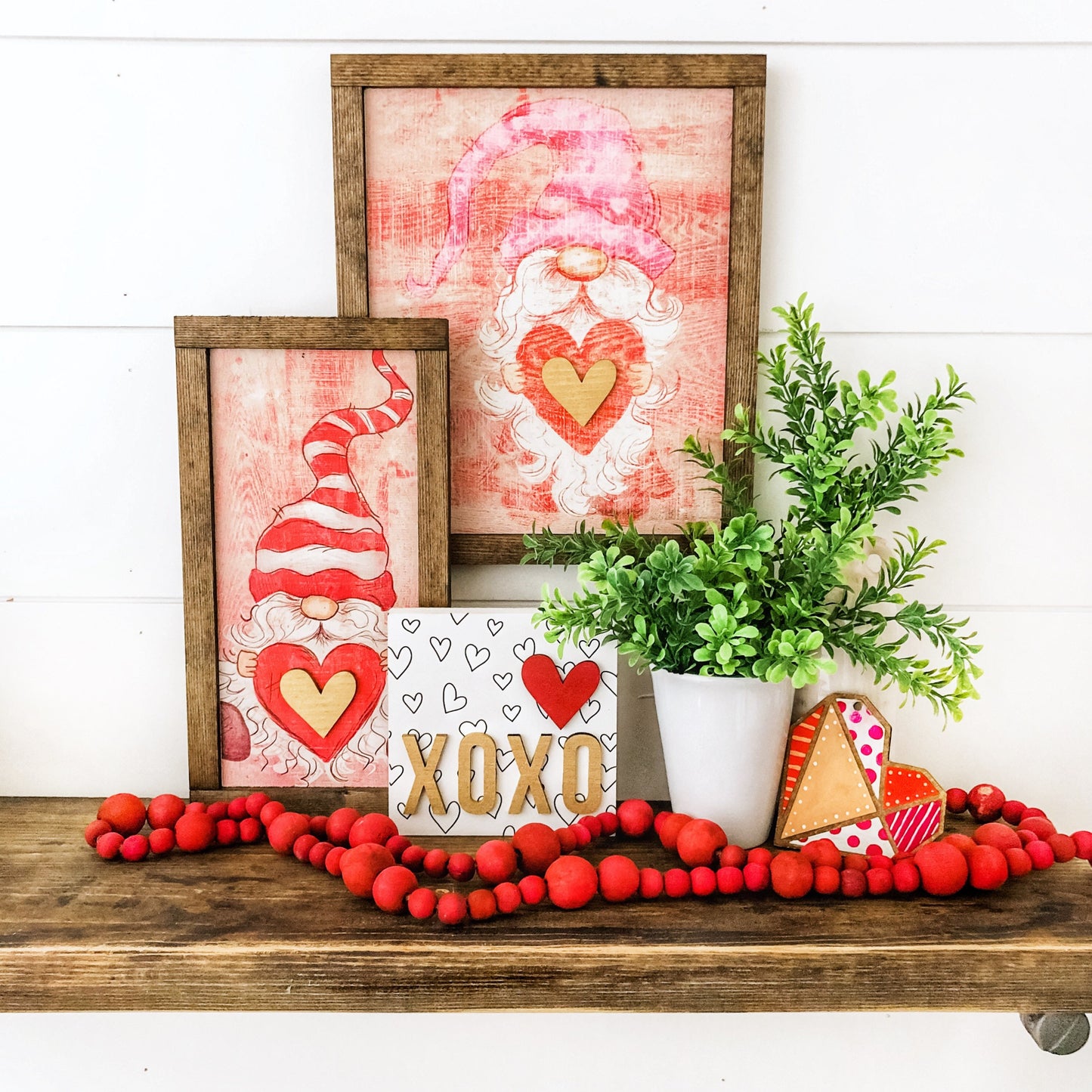 Valentine Gnome with Heart Wood Sign