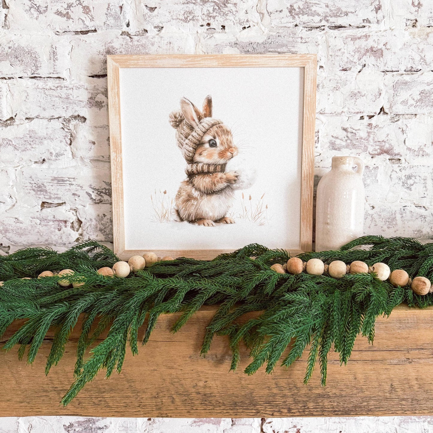 Winter Bunny Farmhouse Wood Sign