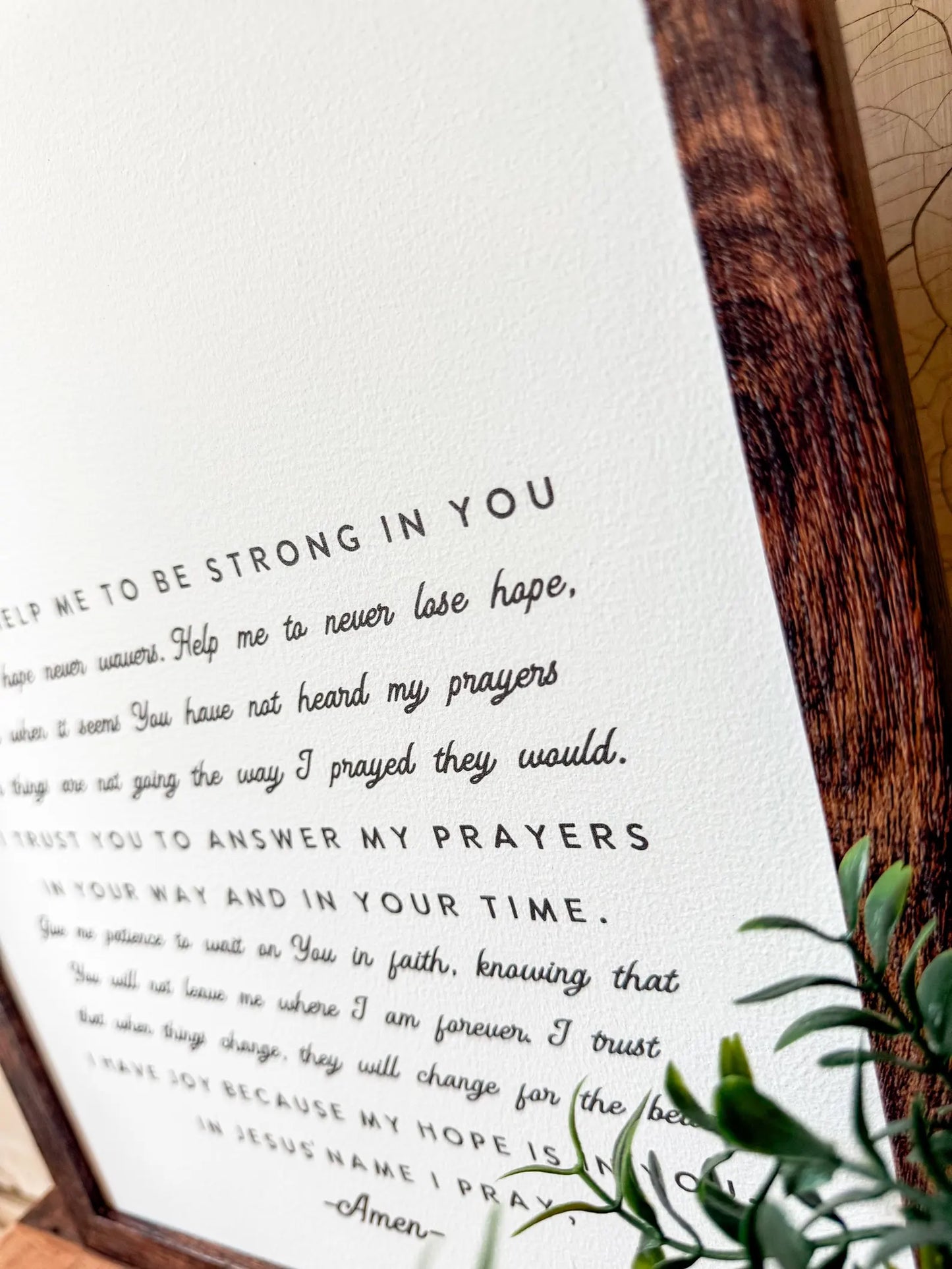 Patience & Hope Prayer Wood Sign
