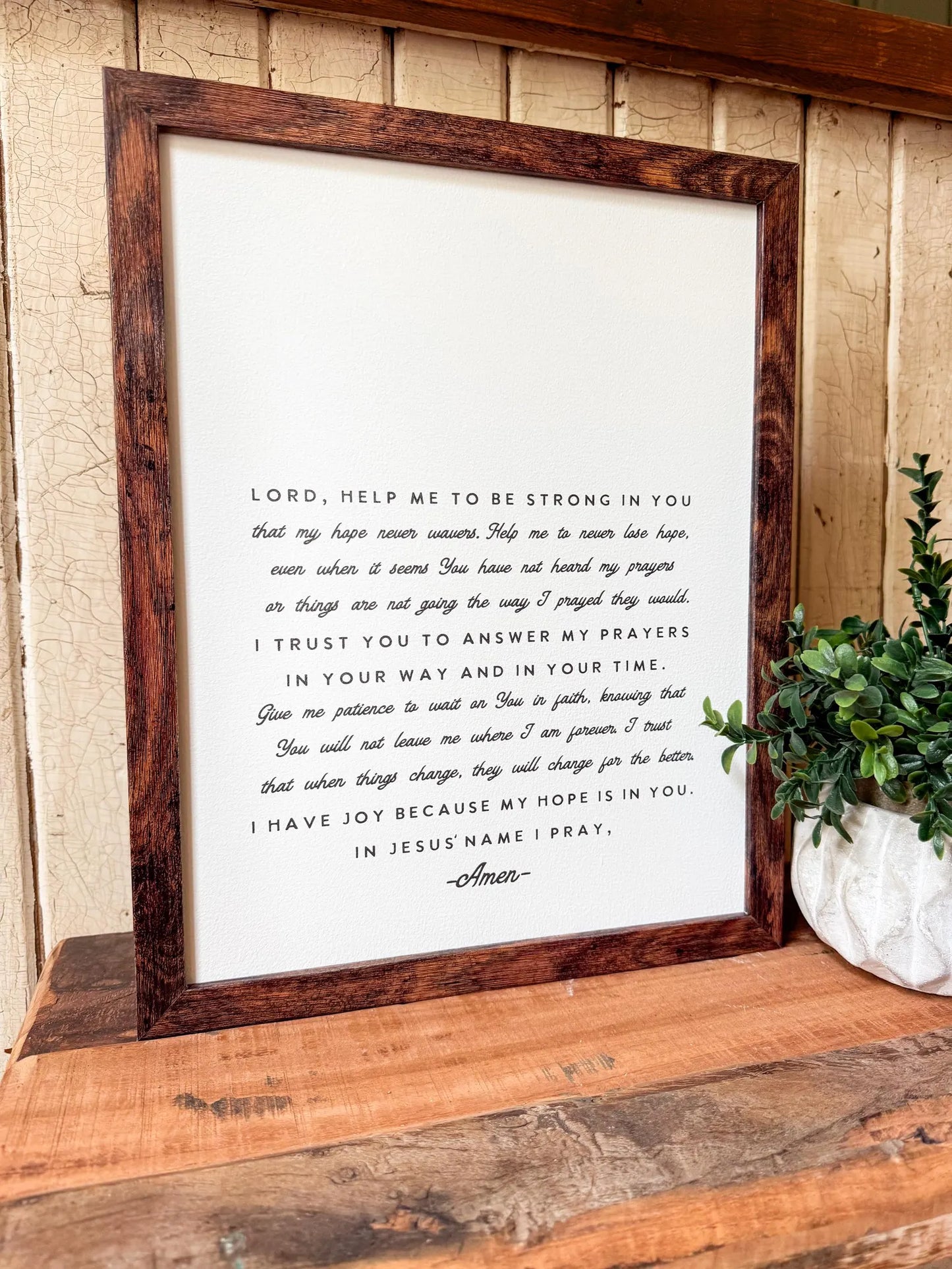 Patience & Hope Prayer Wood Sign