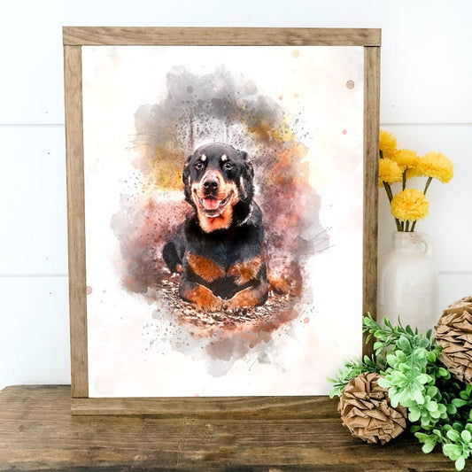 Watercolor Pet Portrait Wood Sign