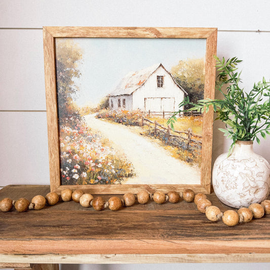 White Barn in Spring Art Print