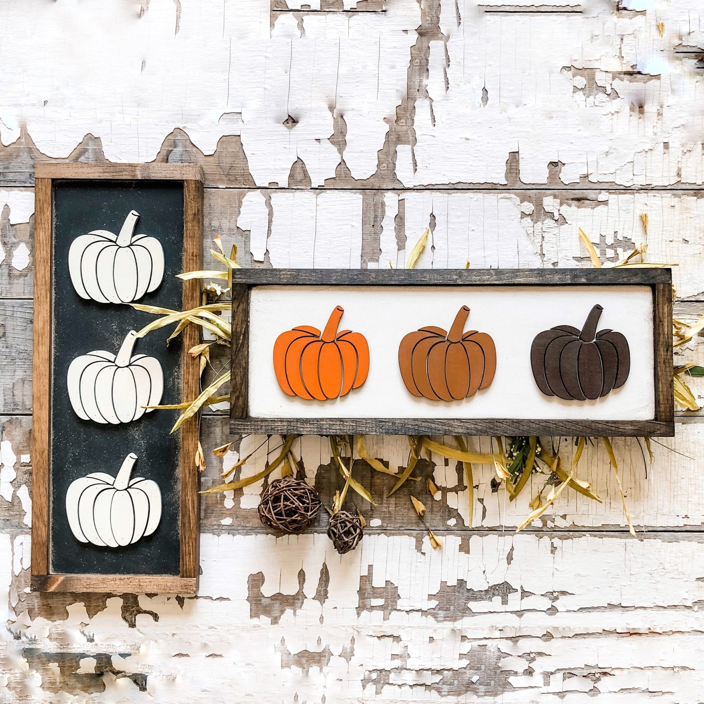 Fall Laser Cut Pumpkins Wood Sign