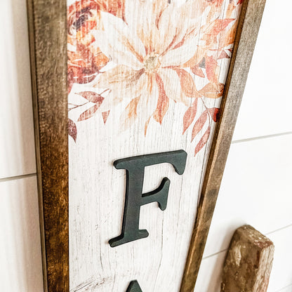 Skinny Fall Laser Cut Wood Sign with Floral