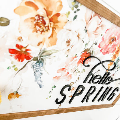 Hello Spring Wood Sign