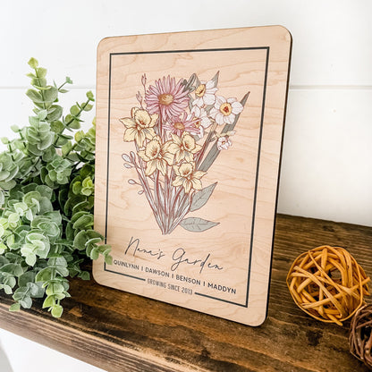 Birth Month Flower Bouquet Wood Plaque