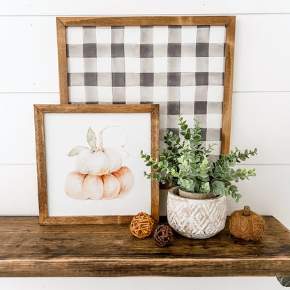 Stacked Pumpkins Fall Wood Sign