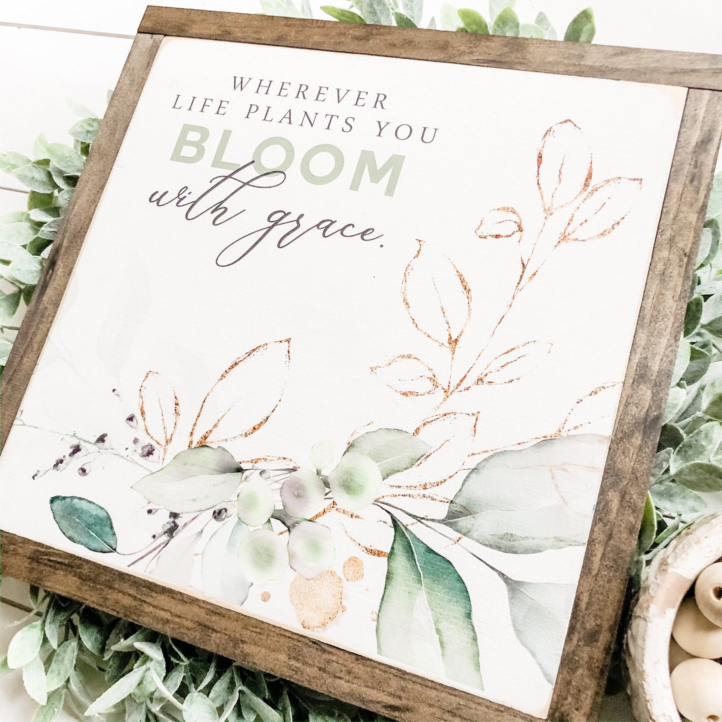 Bloom With Grace Spring Wood Sign