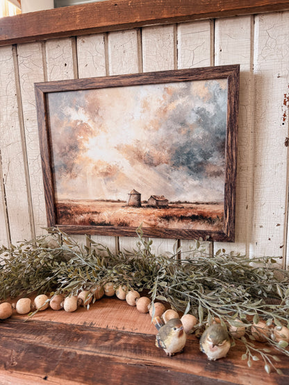 Summer Country Clouds Landscape Wood Sign