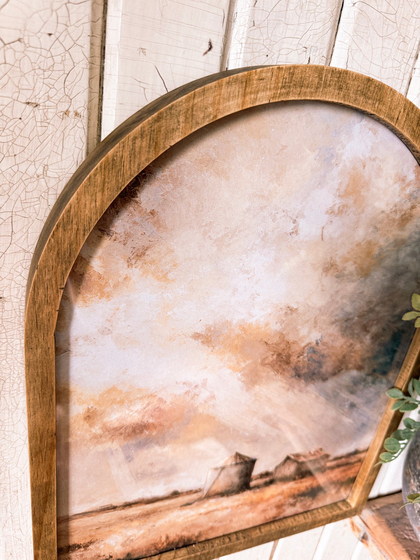 Summer Grain Bins in Field Framed Arched Print