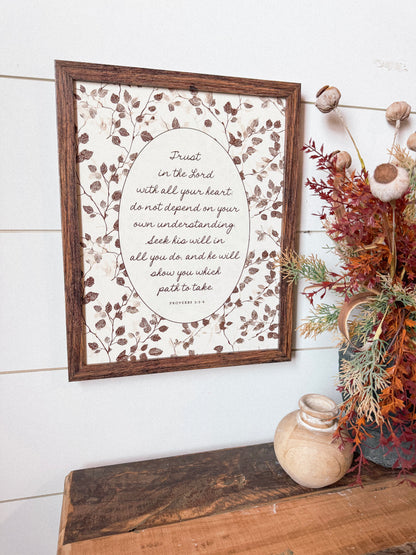 Proverbs 3: 5-6 Verse Wood Sign