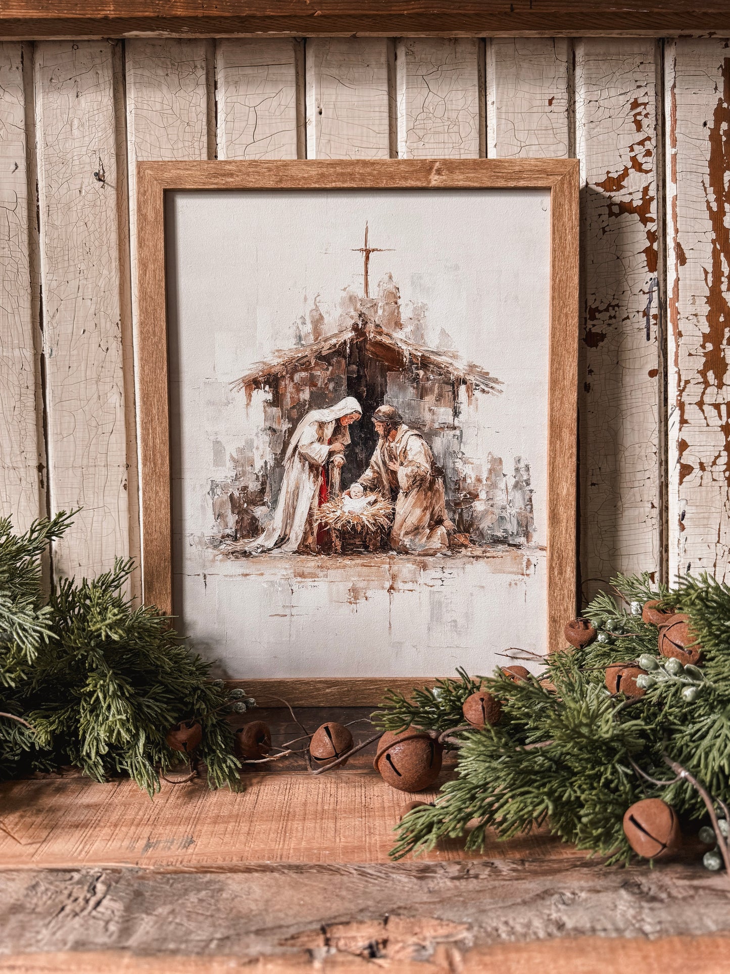 Nativity Scene Vintage Wood Sign