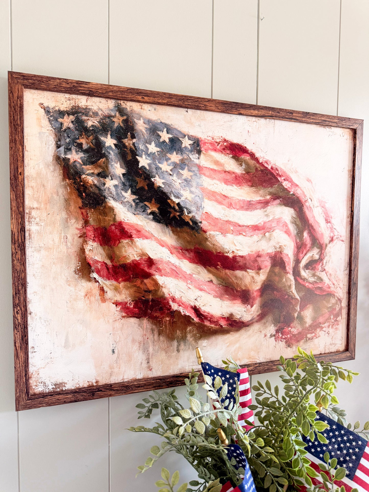 Vintage American Flag Wood Sign - Landscape