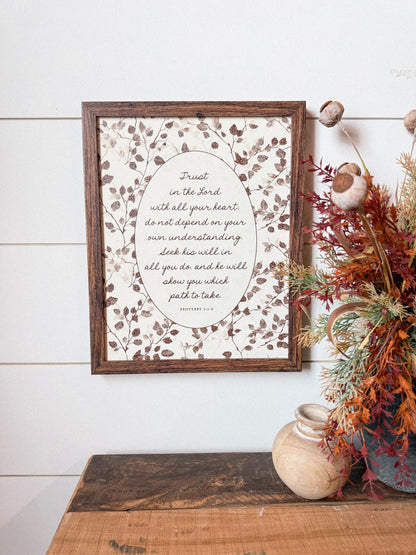 Proverbs 3: 5-6 Verse Wood Sign