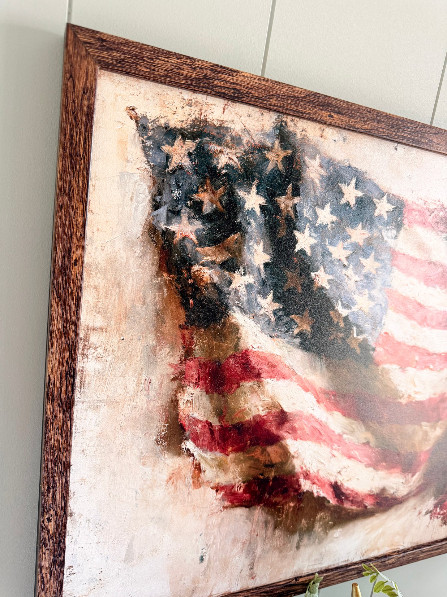 Vintage American Flag Wood Sign - Landscape