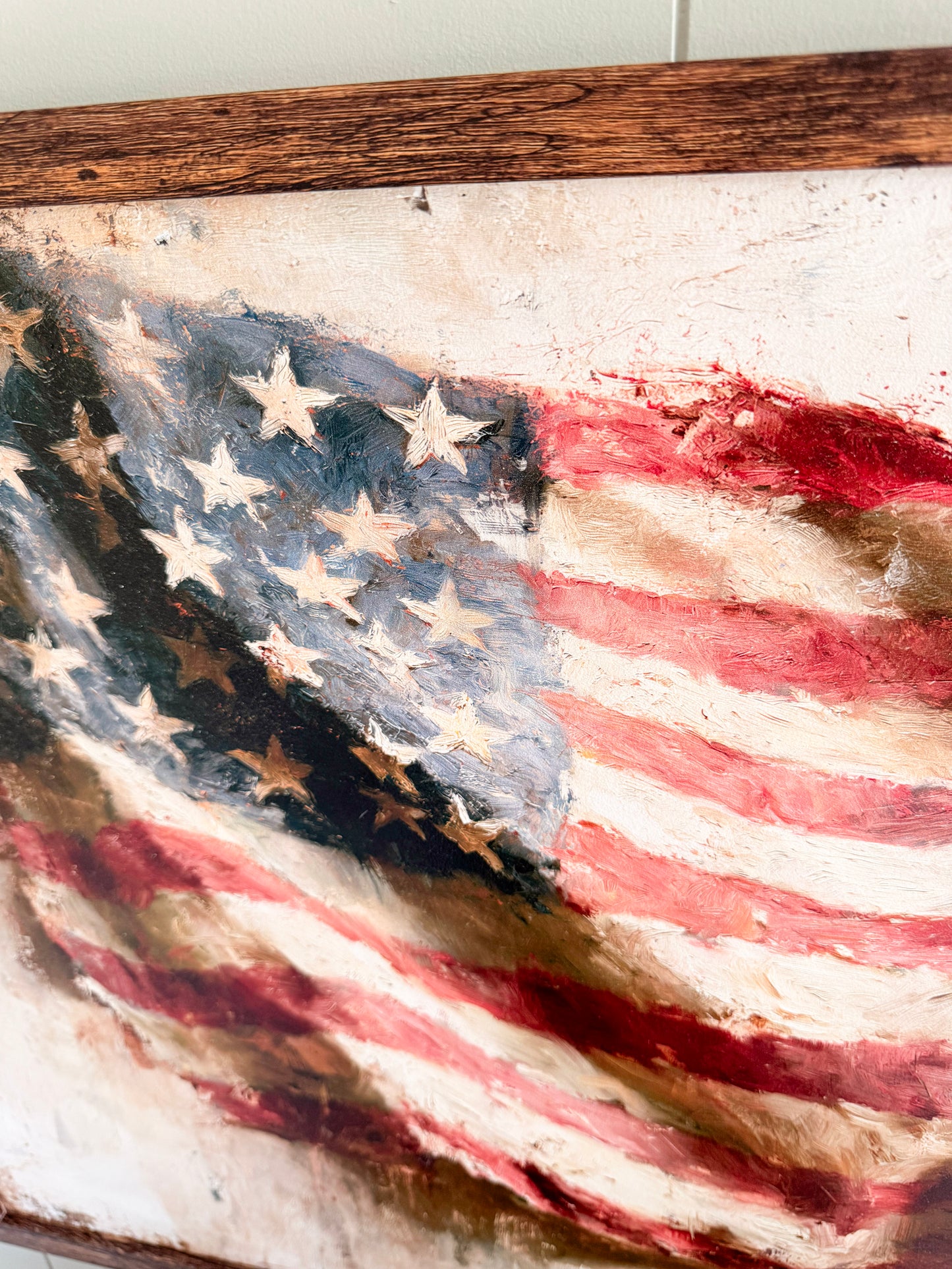 Vintage American Flag Wood Sign - Landscape