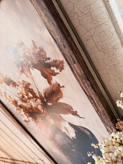 Dried Hydrangea in Black Vase Art Print Wood Sign