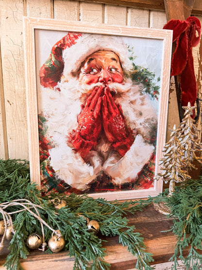 Santa Claus with Red Gloves Wood Sign