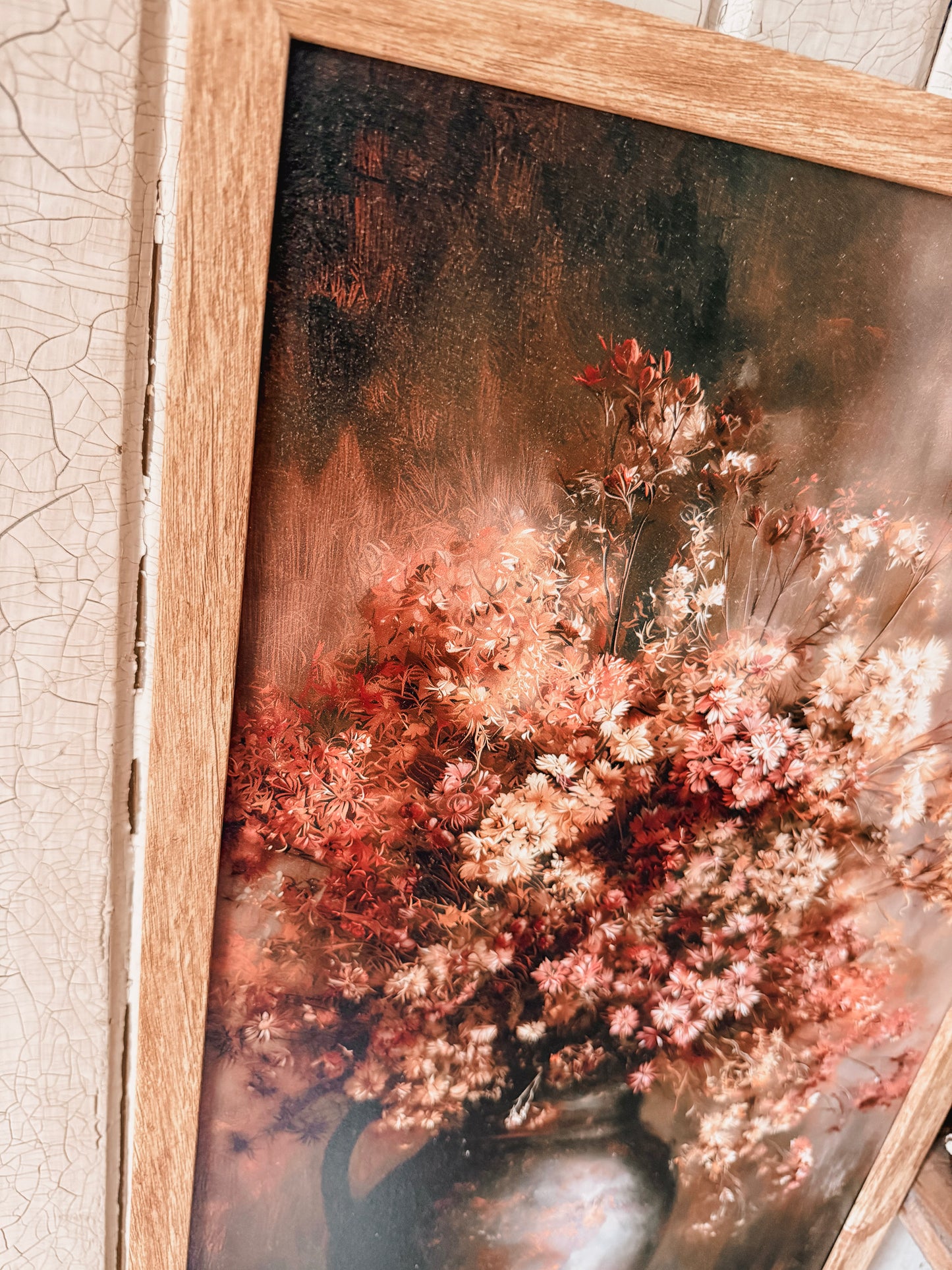 Dried Floral Bouquet in Vase Art Print Wood Sign