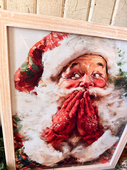 Santa Claus with Red Gloves Wood Sign