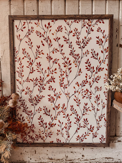 Vintage Autumn Leaf Branch Wall Art Wood Sign