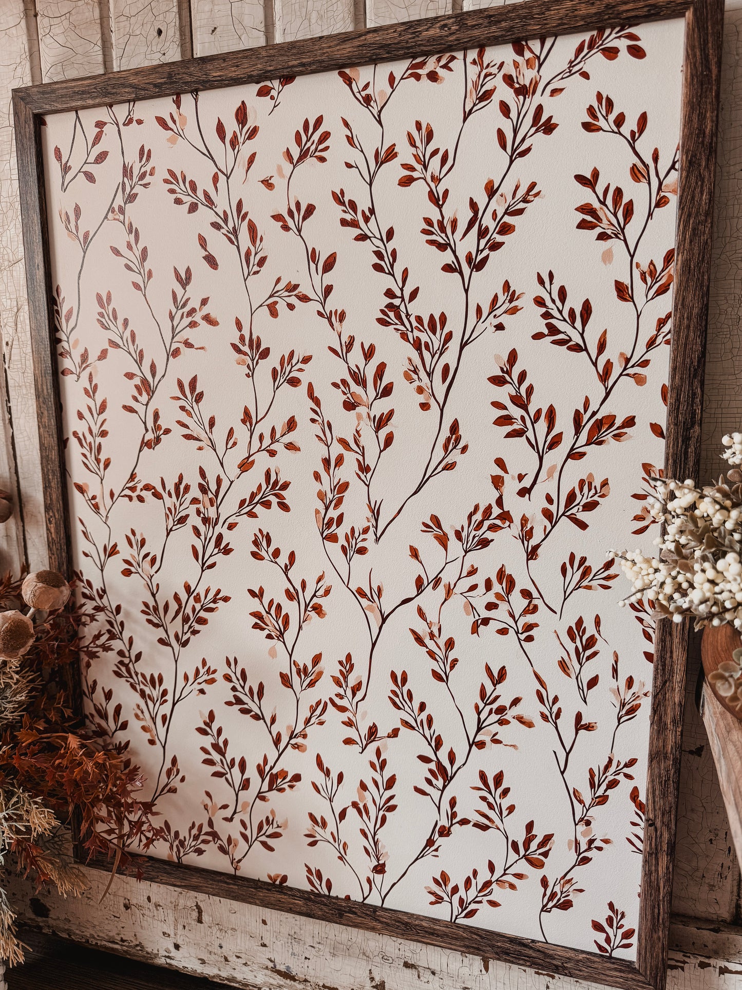 Vintage Autumn Leaf Branch Wall Art Wood Sign