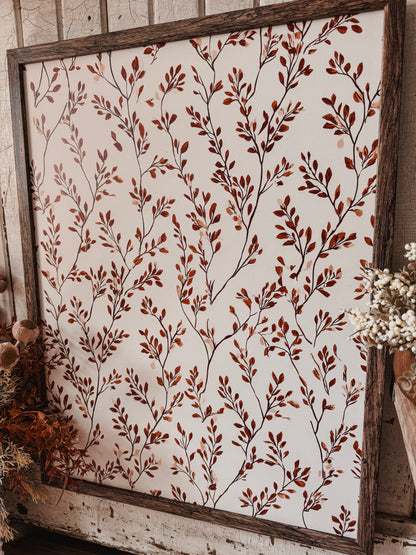 Vintage Autumn Leaf Branch Wall Art Wood Sign