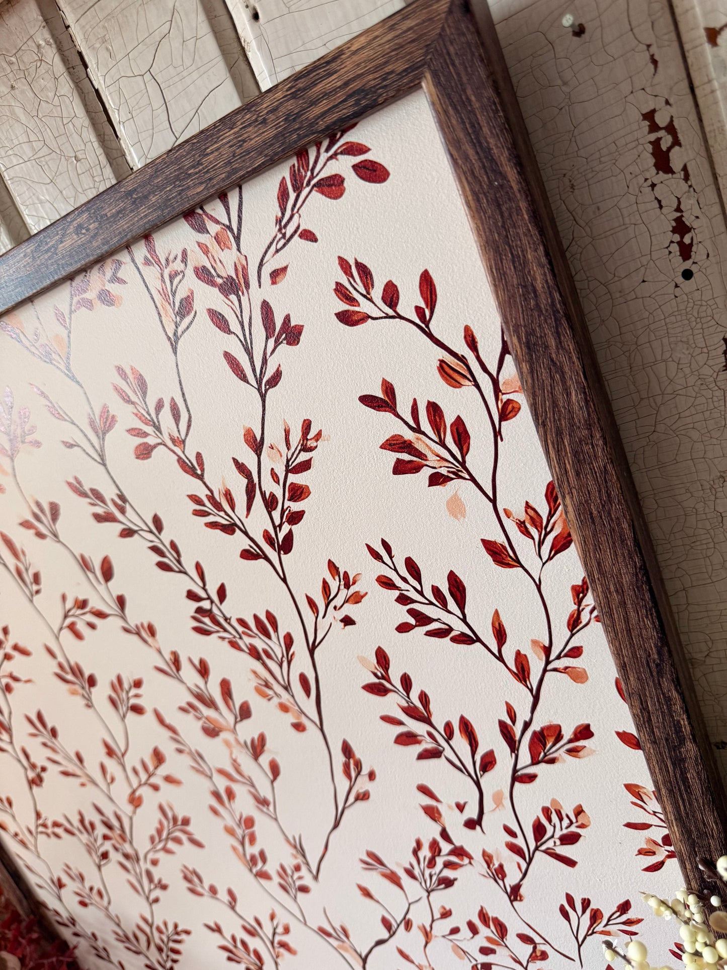 Vintage Autumn Leaf Branch Wall Art Wood Sign