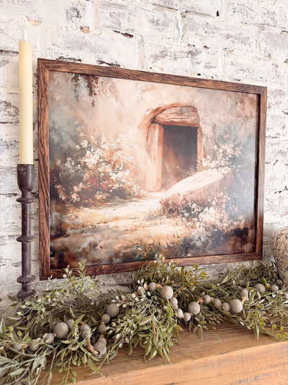 Christ Resurrection Easter Tomb Wood Sign