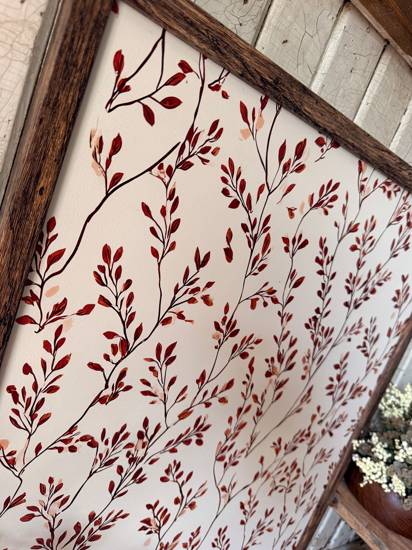 Vintage Autumn Leaf Branch Wall Art Wood Sign