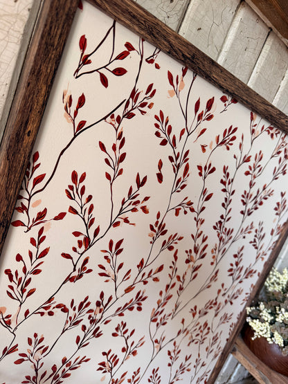 Vintage Autumn Leaf Branch Wall Art Wood Sign