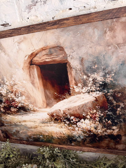 Christ Resurrection Easter Tomb Wood Sign