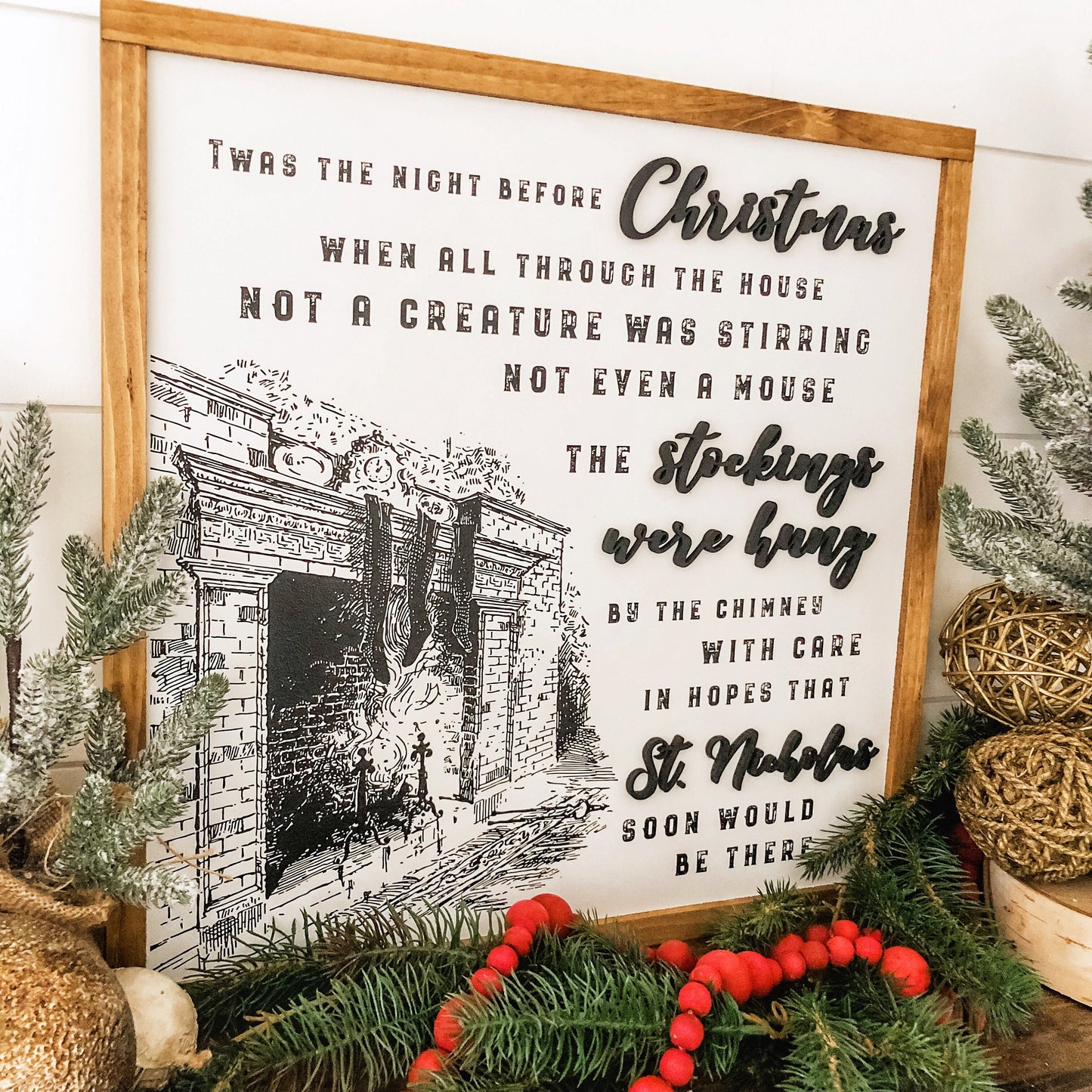 Night Before Christmas Quote Wood Sign