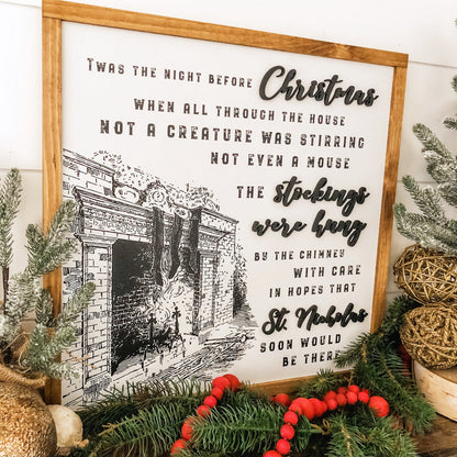 Night Before Christmas Quote Wood Sign