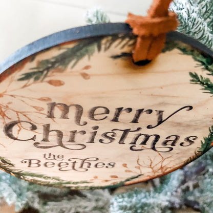 Merry Christmas Last Name Ornament