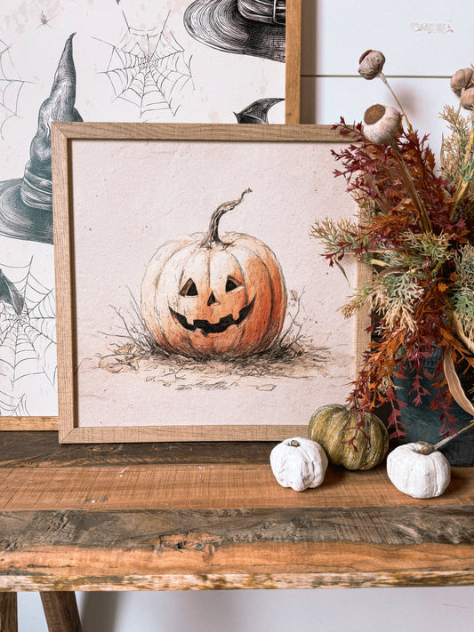 Vintage Pumpkin Face Wood Sign
