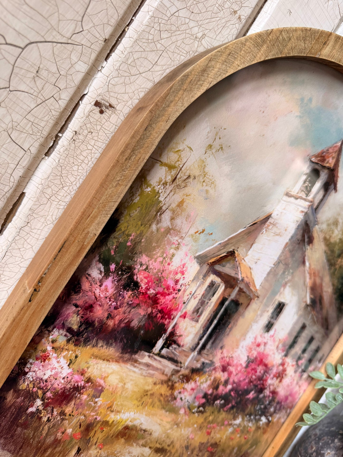 Spring Time Church Framed Arched Print
