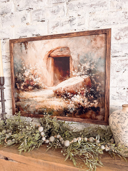 Christ Resurrection Easter Tomb Wood Sign